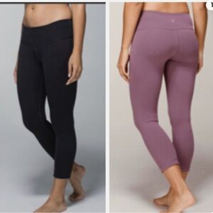 LULULEMON ATHLETICA Black-Purple Reversible WUNDER UNDER PANTS/ Tights 6